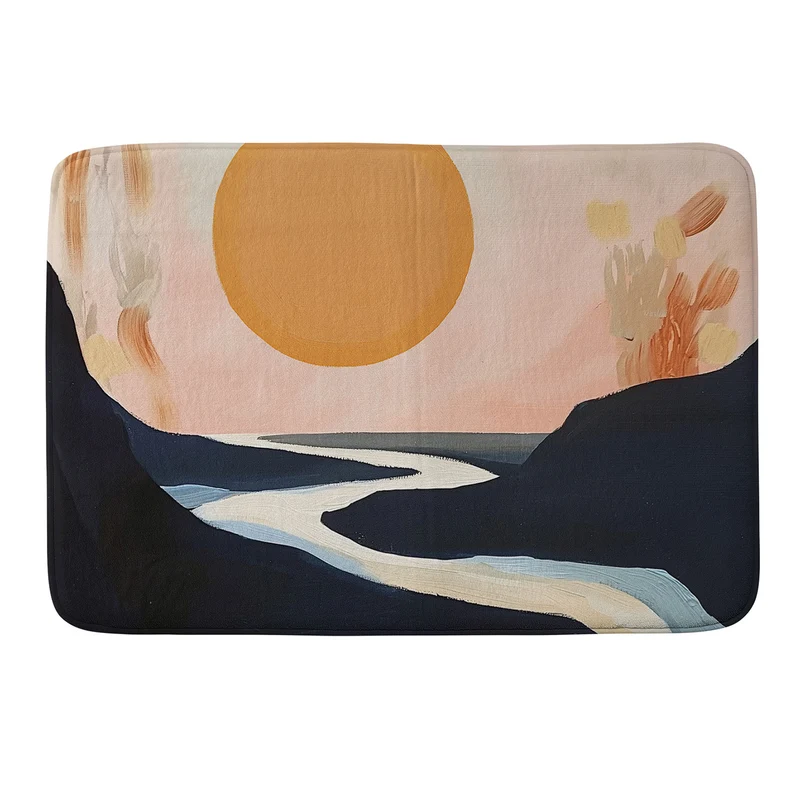 Abstract River Sunset Bath Mat