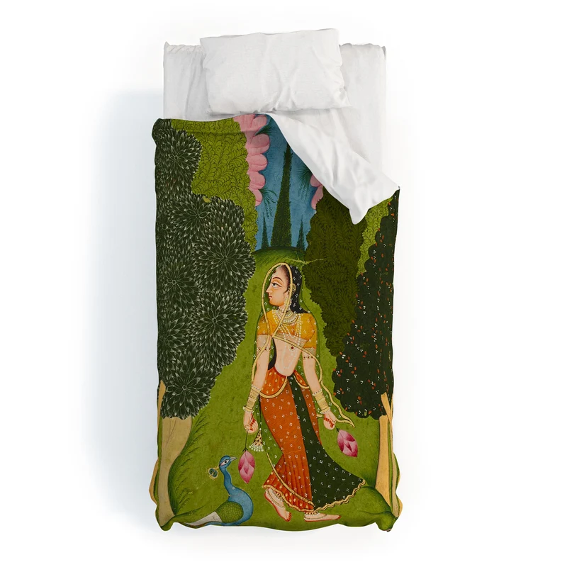 Ragamala Indian Miniature Peacock Garden Duvet Cover