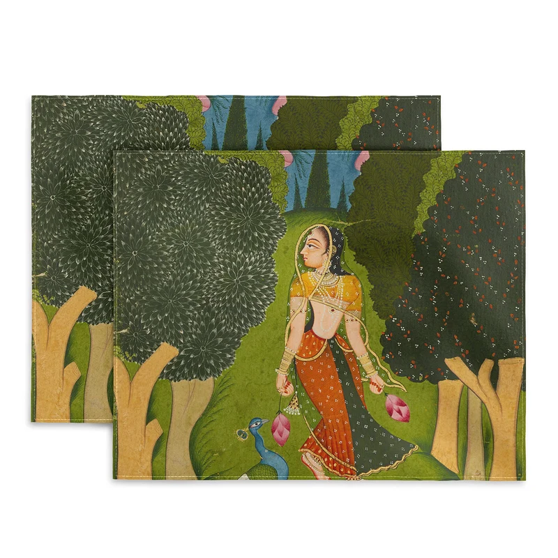 Ragamala Indian Miniature Peacock Garden Placemat