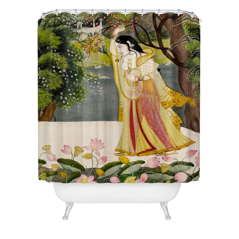 Virahini Nayika Indian Miniature Art Shower Curtain