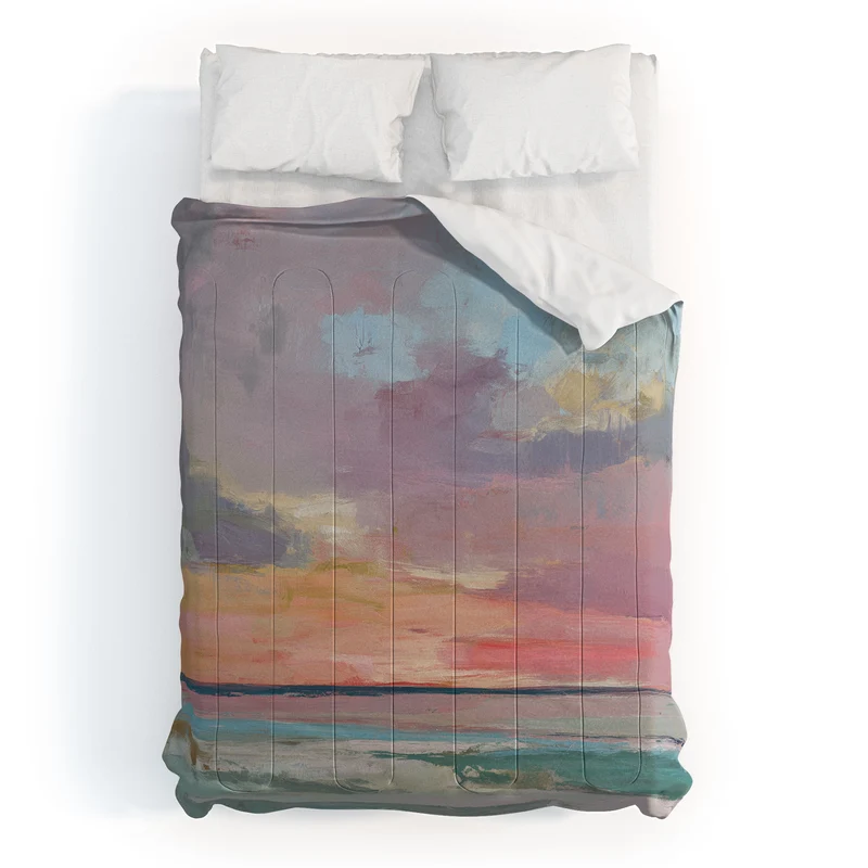 abstract pastel ocean sunset Comforter