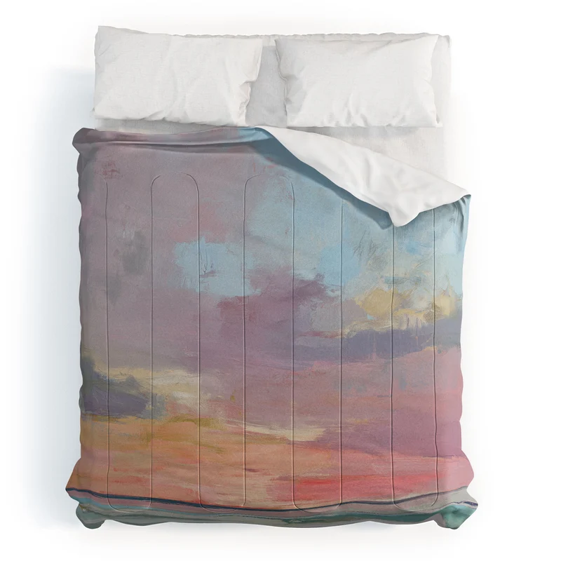 abstract pastel ocean sunset Comforter
