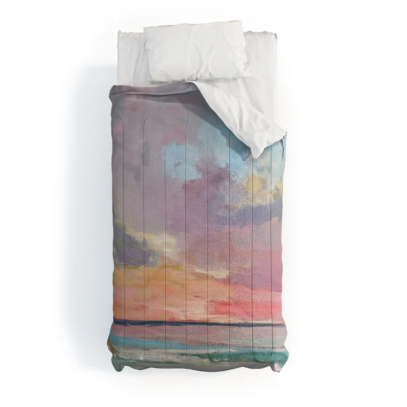 abstract pastel ocean sunset Comforter