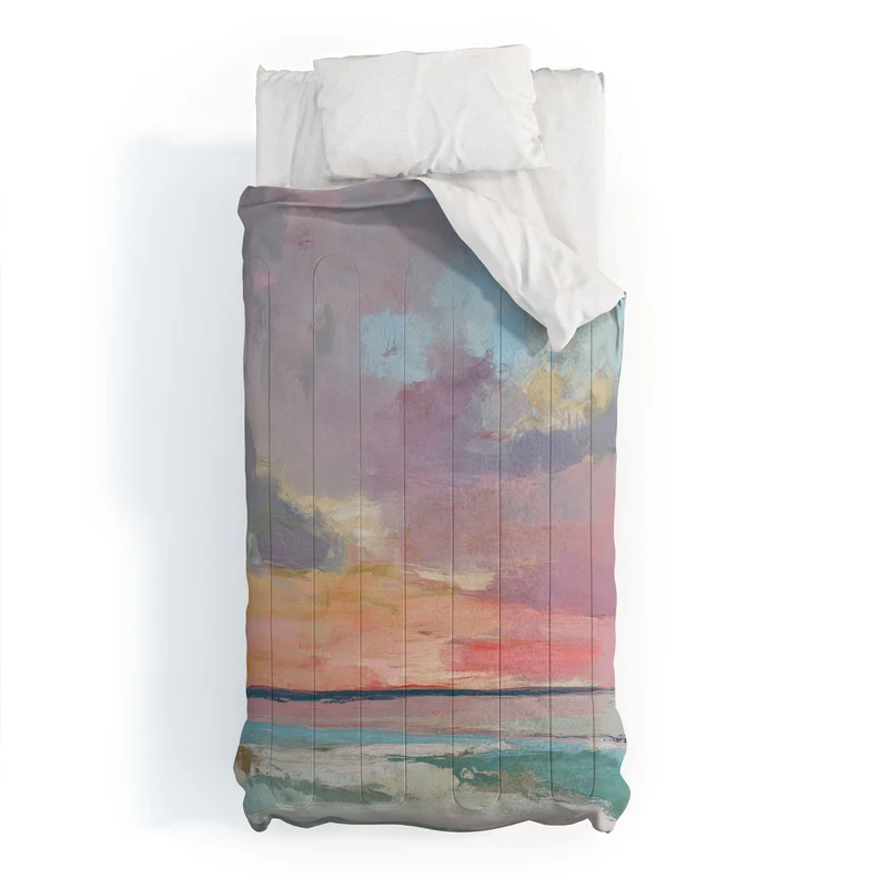 abstract pastel ocean sunset Comforter