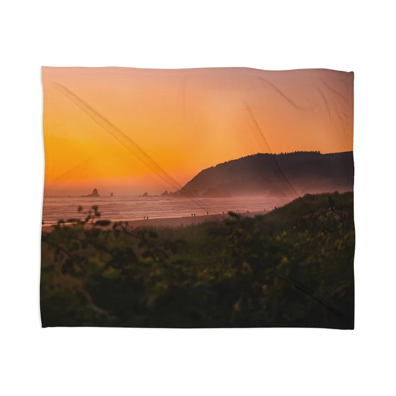 Cannon Beach Sunset Throw Blanket