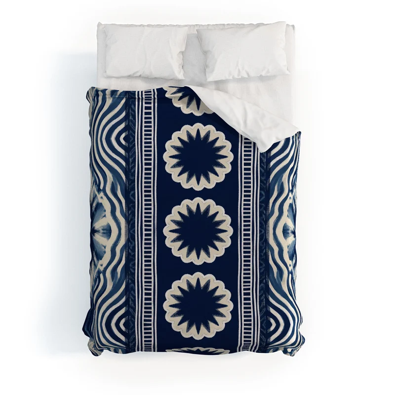 Indigo Shibori Boho Abstract Stripe Duvet Cover