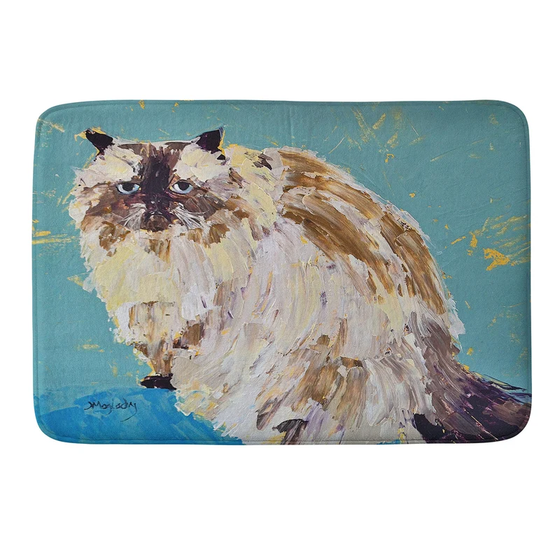 Impressionistic Cat Portrait Bath Mat