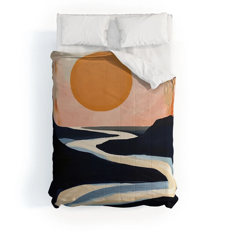 Abstract River Sunset Comforter