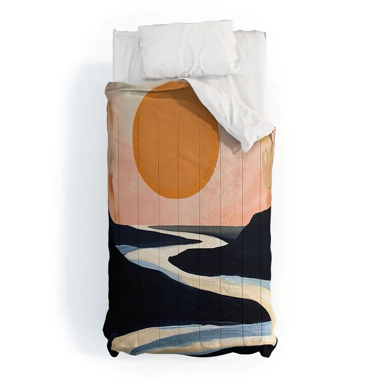 Abstract River Sunset Comforter