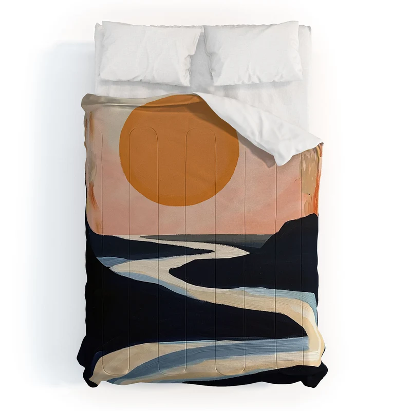 Abstract River Sunset Comforter