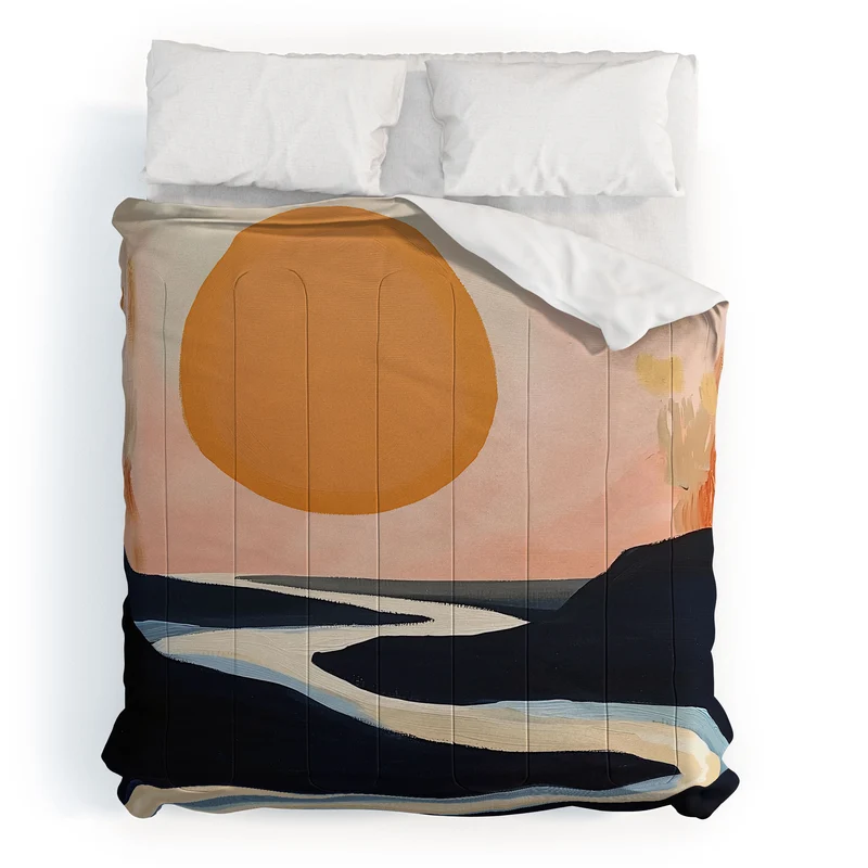 Abstract River Sunset Comforter