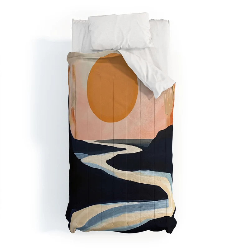 Abstract River Sunset Comforter