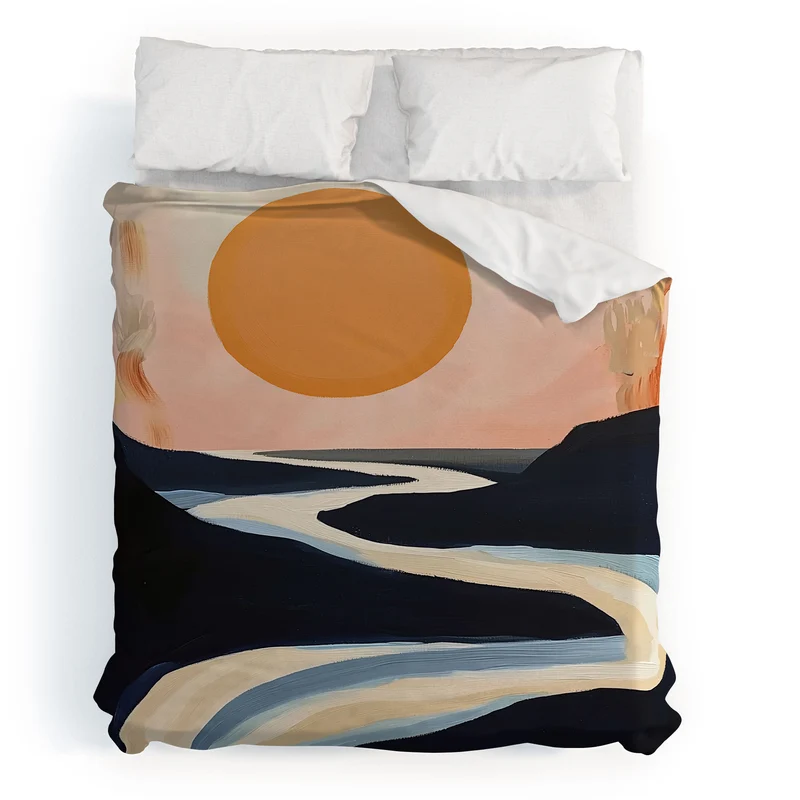 Abstract River Sunset Duvet Cover