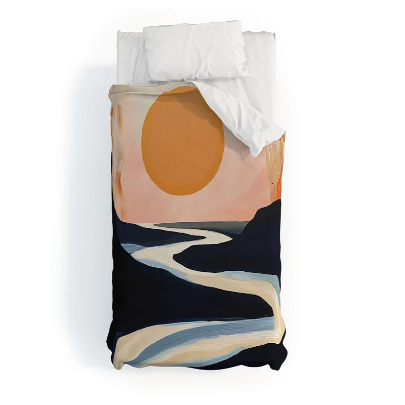 Abstract River Sunset Duvet Cover