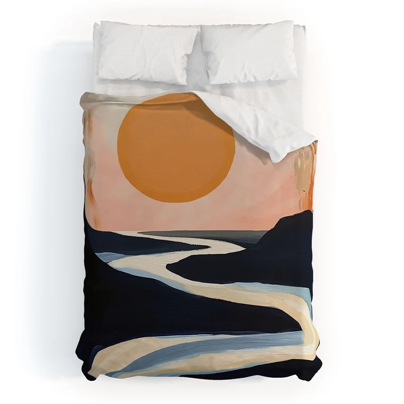 Abstract River Sunset Duvet Cover