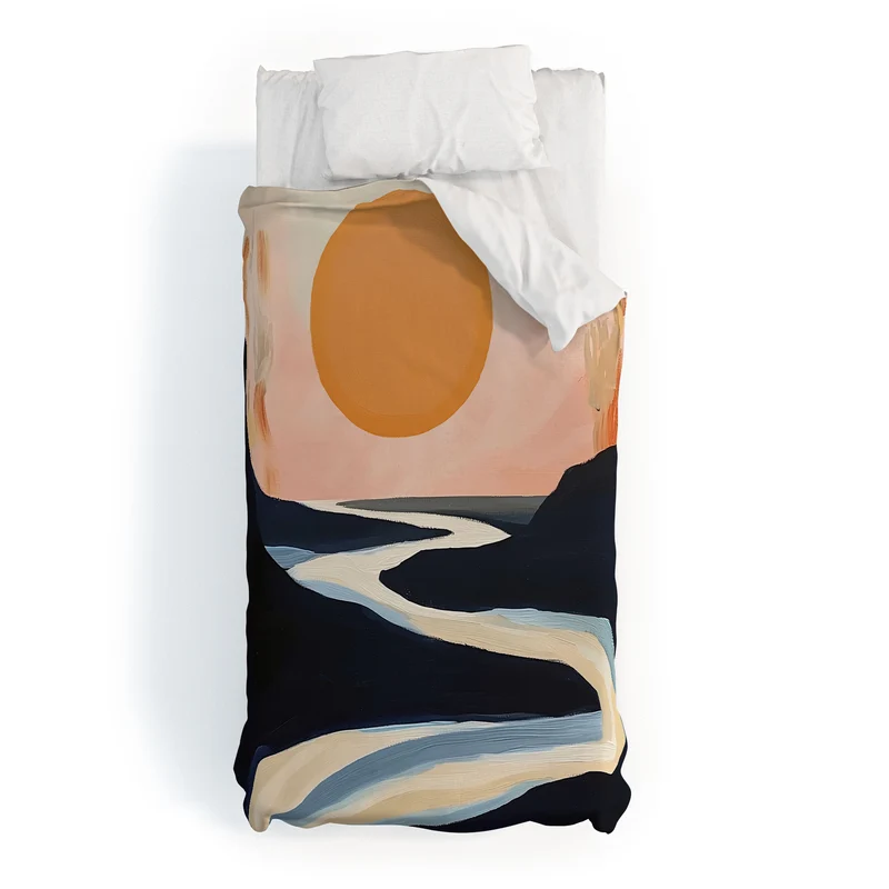 Abstract River Sunset Duvet Cover