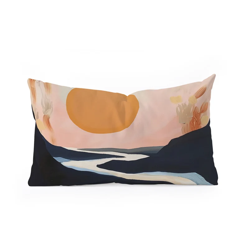 Abstract River Sunset Rectangular Pillow