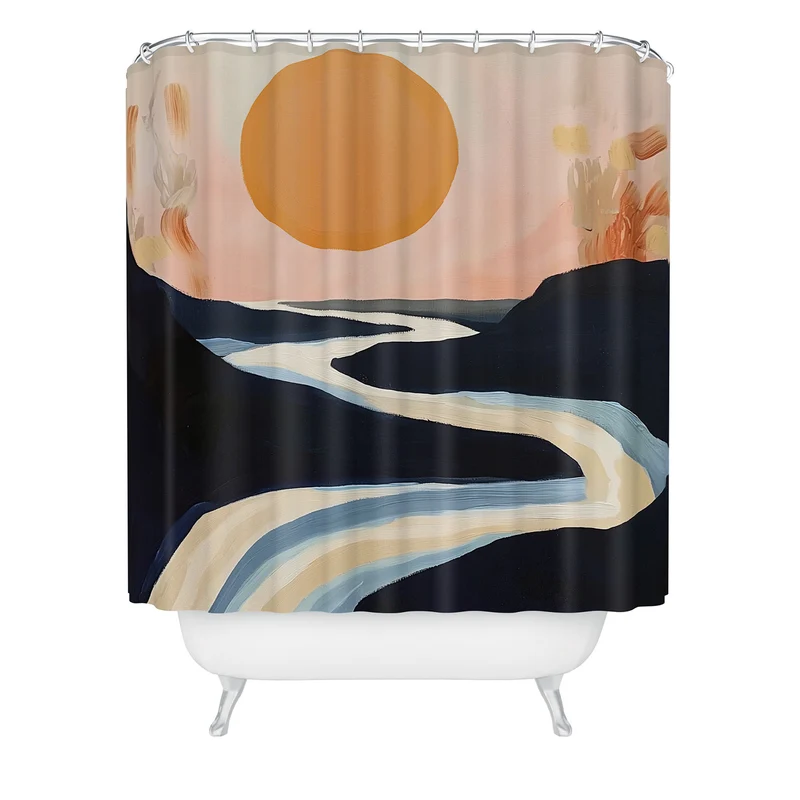 Abstract River Sunset Shower Curtain