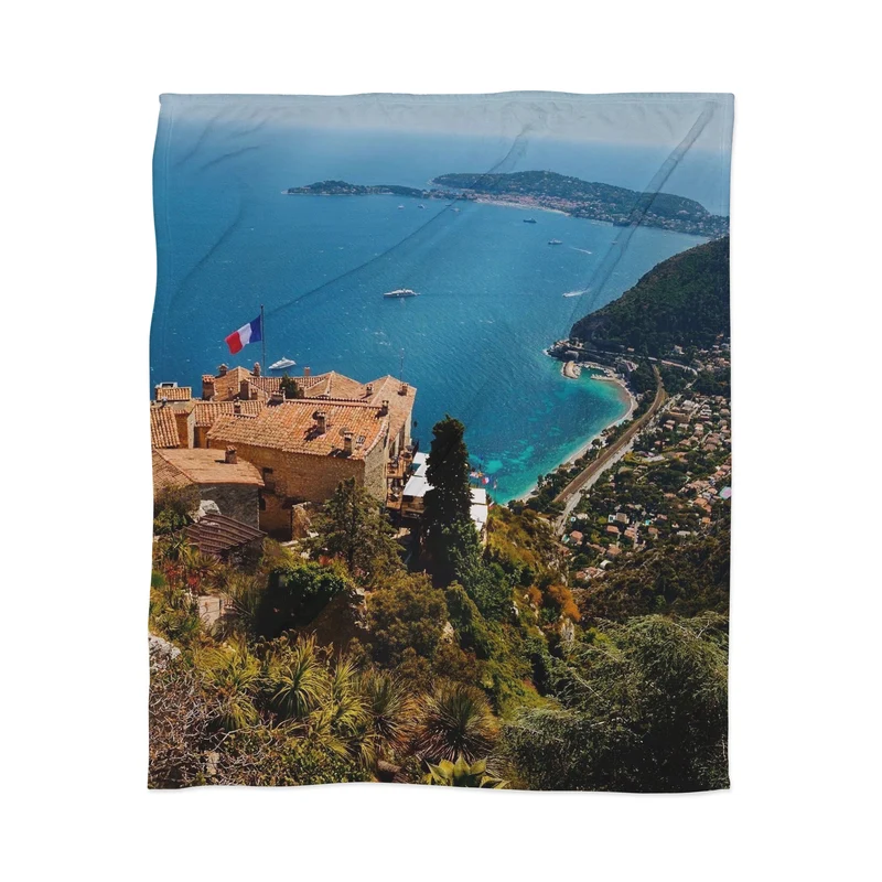 Coastal View of French Riviera Throw Blanket