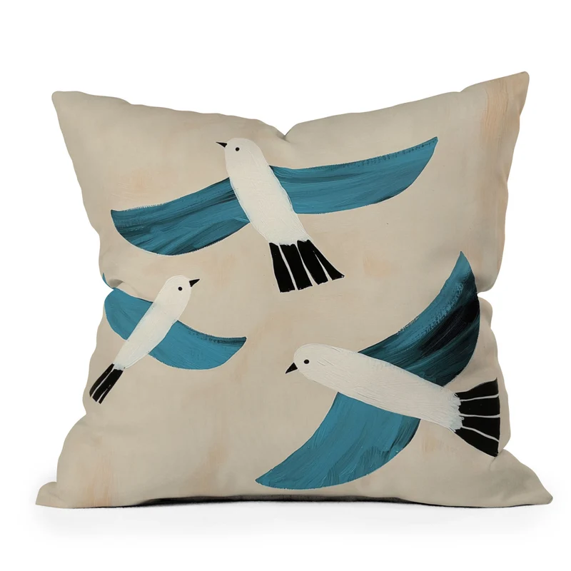 Seabird Trio Throw Pillow