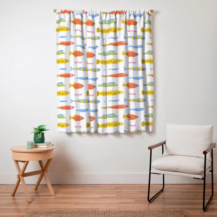 Funny colorful fish cartoon art pattern Window Curtain