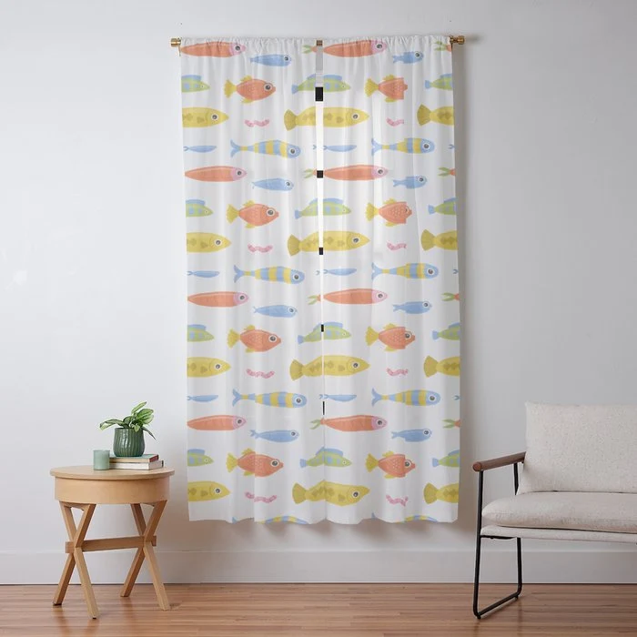 Funny colorful fish cartoon art pattern Window Curtain