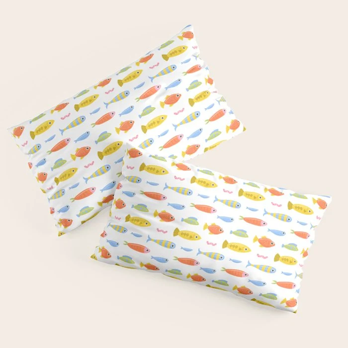 Funny colorful fish cartoon art pattern Pillow Sham