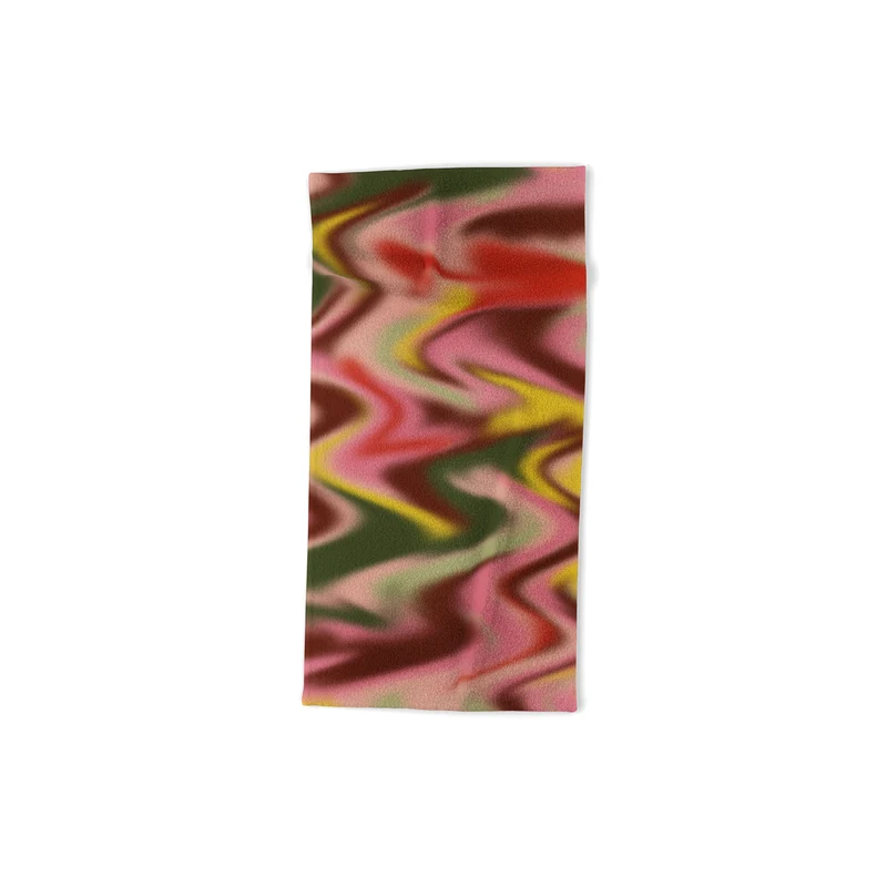 Groovy Abstract Waves in Pink Green Yellow and Red Bath Towel