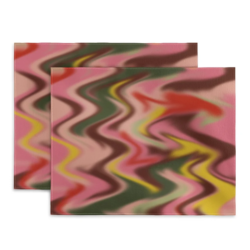 Groovy Abstract Waves in Pink Green Yellow and Red Placemat