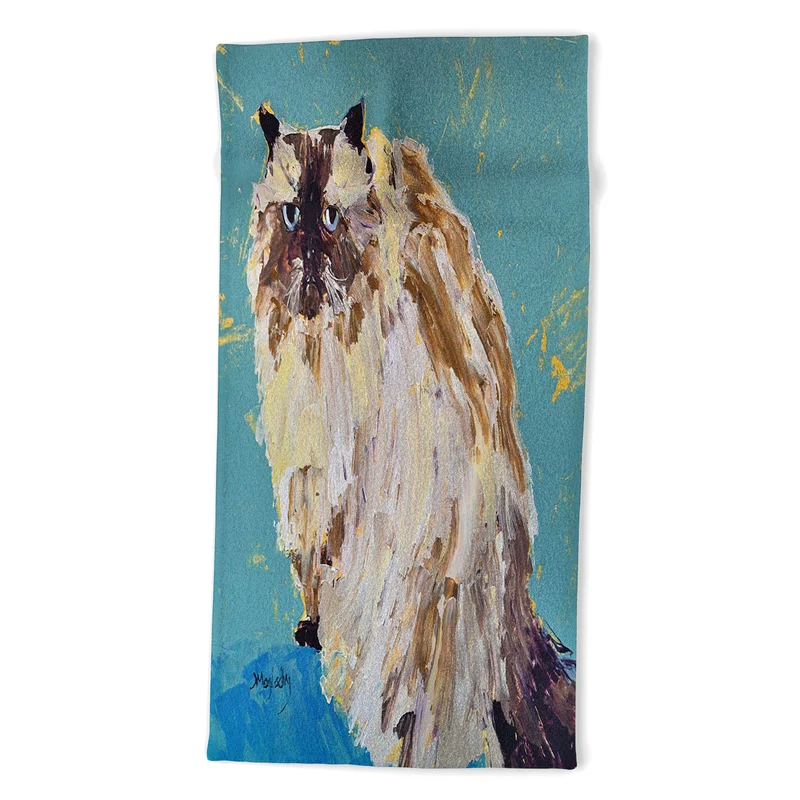 Impressionistic Cat Portrait Bath Towel