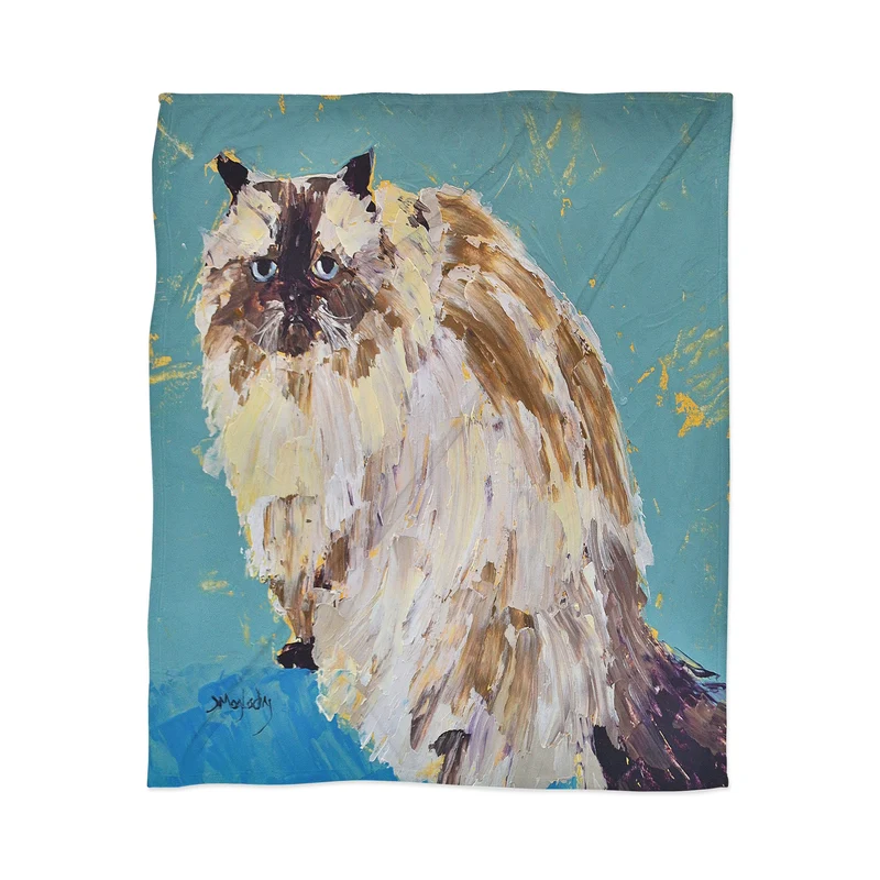 Impressionistic Cat Portrait Throw Blanket