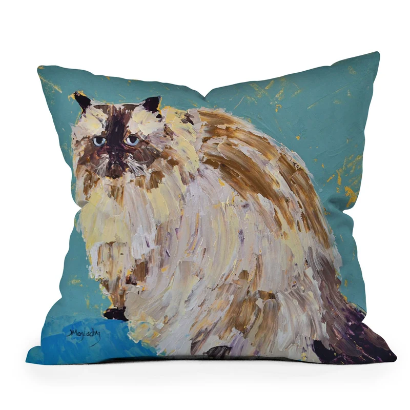 Impressionistic Cat Portrait Throw Pillow
