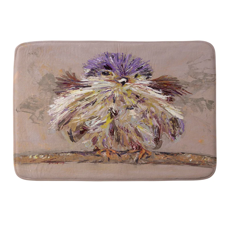 Colorful Feathered Bird Bath Mat