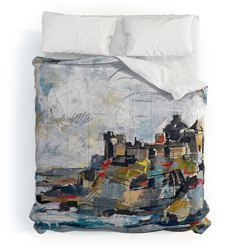 Dunluce Castle Abstract Coastal Art Comforter