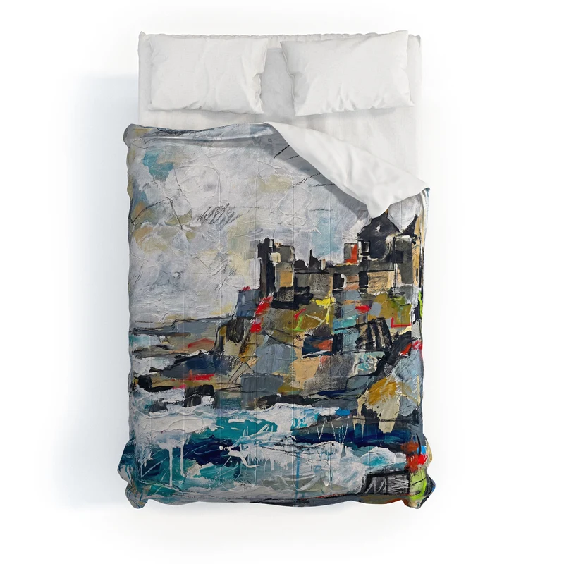Dunluce Castle Abstract Coastal Art Comforter