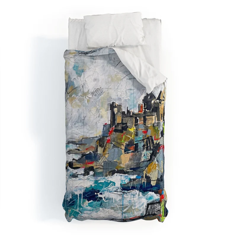 Dunluce Castle Abstract Coastal Art Comforter