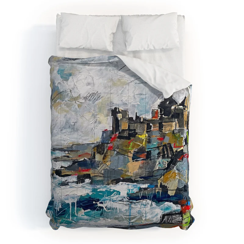Dunluce Castle Abstract Coastal Art Comforter
