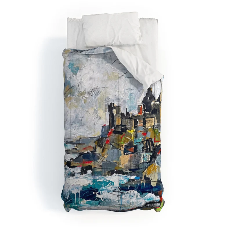 Dunluce Castle Abstract Coastal Art Comforter