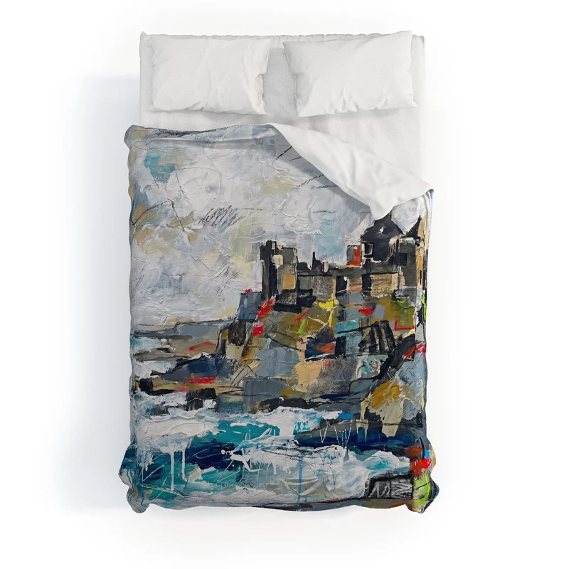 Dunluce Castle Abstract Coastal Art Duvet Cover
