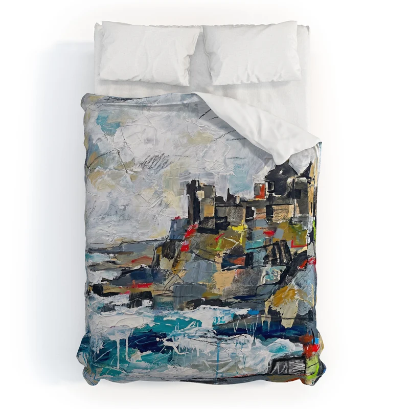 Dunluce Castle Abstract Coastal Art Duvet Cover