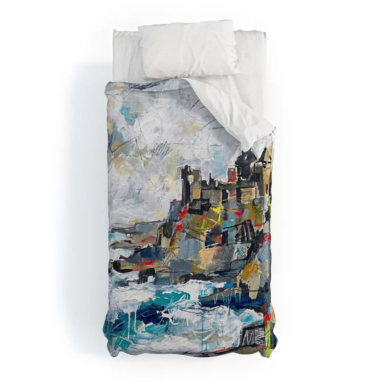 Dunluce Castle Abstract Coastal Art Duvet Cover