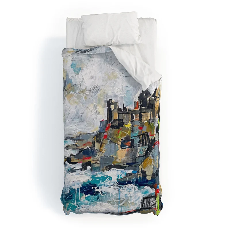 Dunluce Castle Abstract Coastal Art Duvet Cover