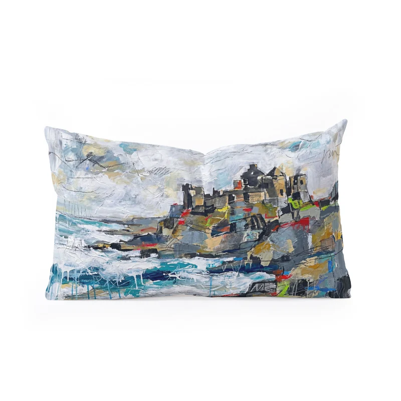 Dunluce Castle Abstract Coastal Art Rectangular Pillow