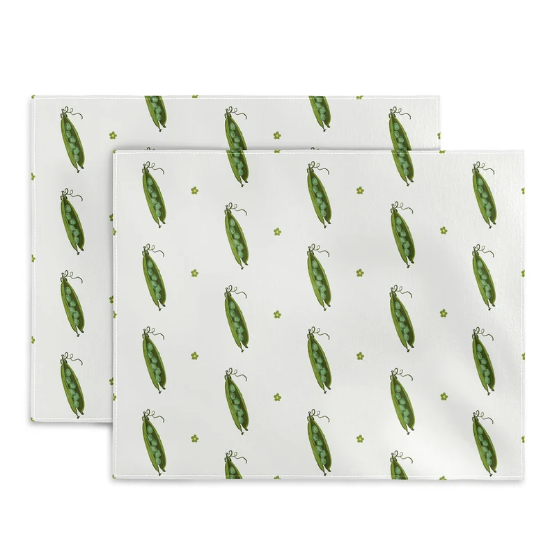 and Drawn Pea Pods and Tiny Flowers Placemat