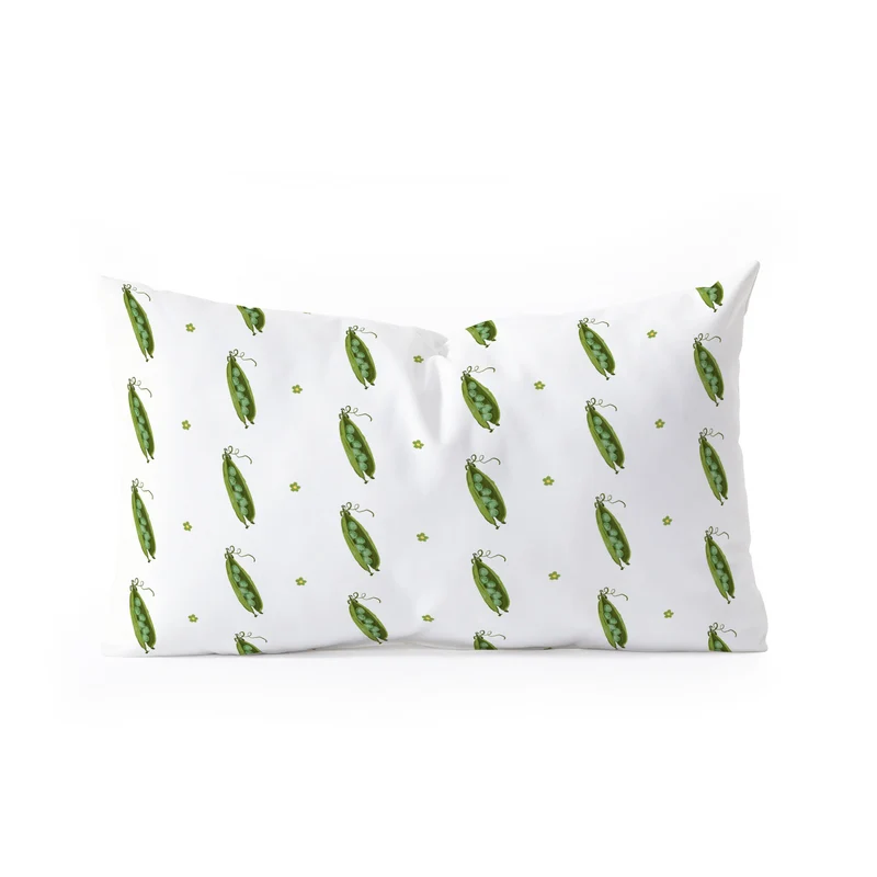 and Drawn Pea Pods and Tiny Flowers Rectangular Pillow
