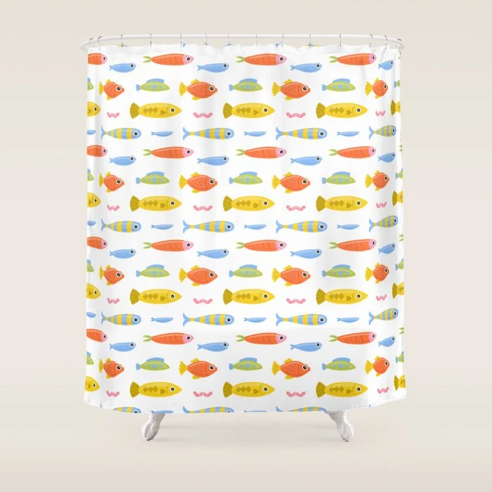 Funny colorful fish cartoon art pattern Shower Curtain