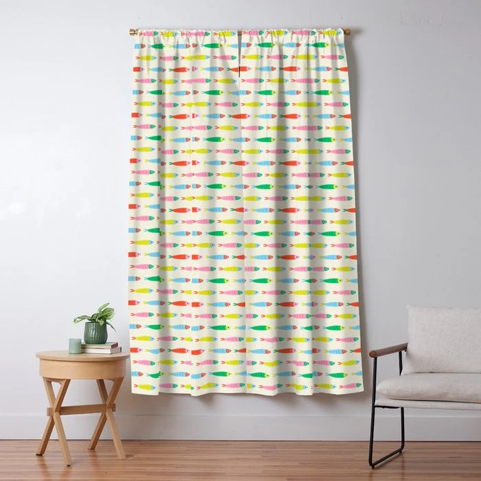 Funny colorful fish cartoon art pattern Window Curtain