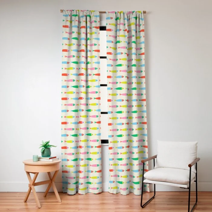 Funny colorful fish cartoon art pattern Window Curtain