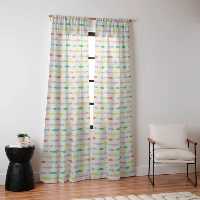 Funny colorful fish cartoon art pattern Window Curtain