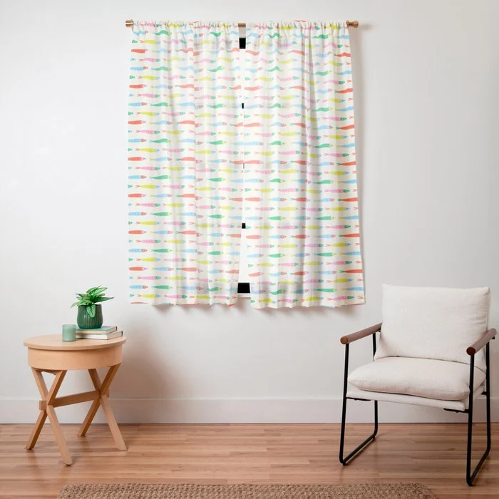 Funny colorful fish cartoon art pattern Window Curtain